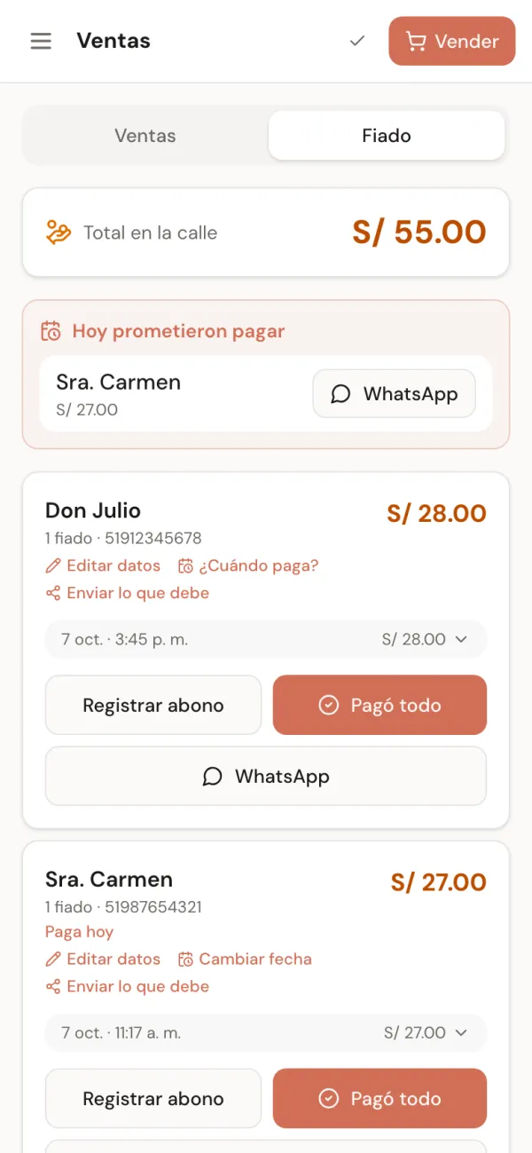 Fiado: quién te debe, cuánto y quién prometió pagar hoy